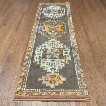 Turkish Hand-knotted Oushak Wool Runner (3'7 x 12'4)