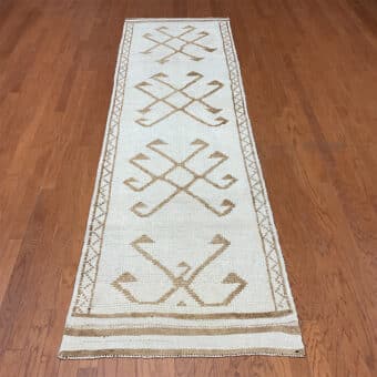 Turkish Hand-knotted Oushak Wool Runner (3'3 x 11')