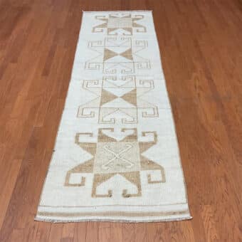 Turkish Hand-knotted Oushak Wool Runner (3'4 x 11'1)