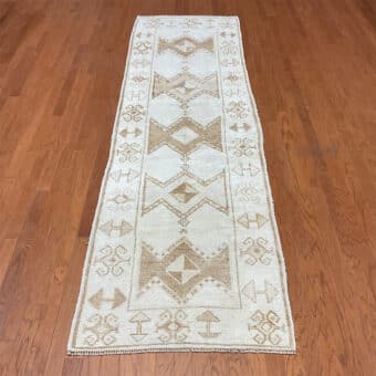 Turkish Hand-knotted Oushak Wool Runner (3'4 x 11'8)
