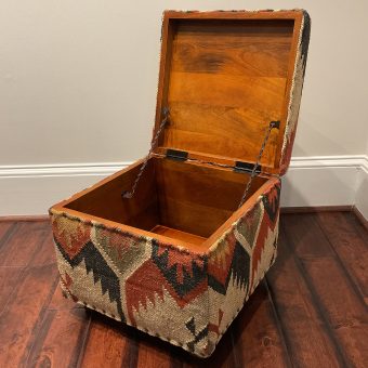 Indo Upholstered Geometric Storage Stool Ottoman (16" x 16" x 16")