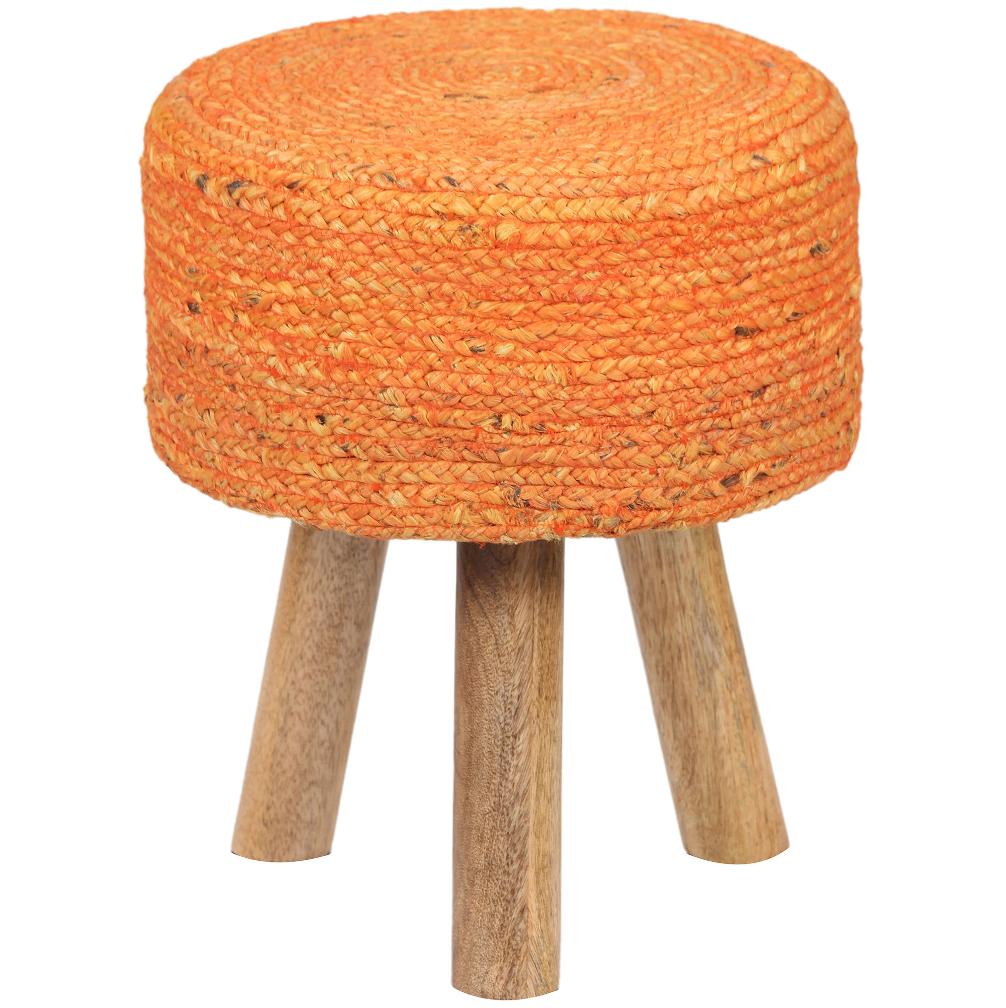 Indo Upholstered Round Footstool (14" x 14" x 17")