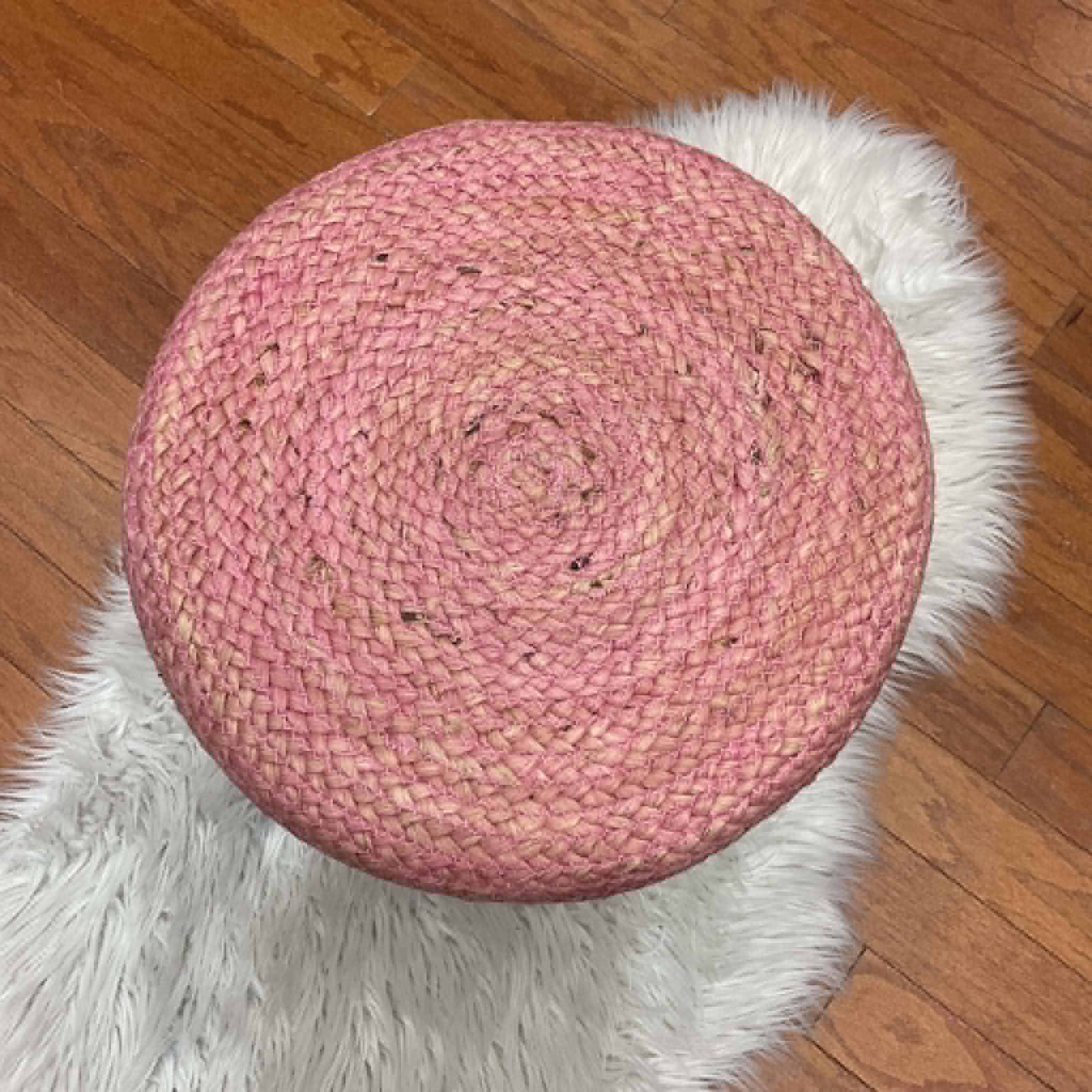 Indo Upholstered Round Footstool (14" x 14" x 17") - Image 4