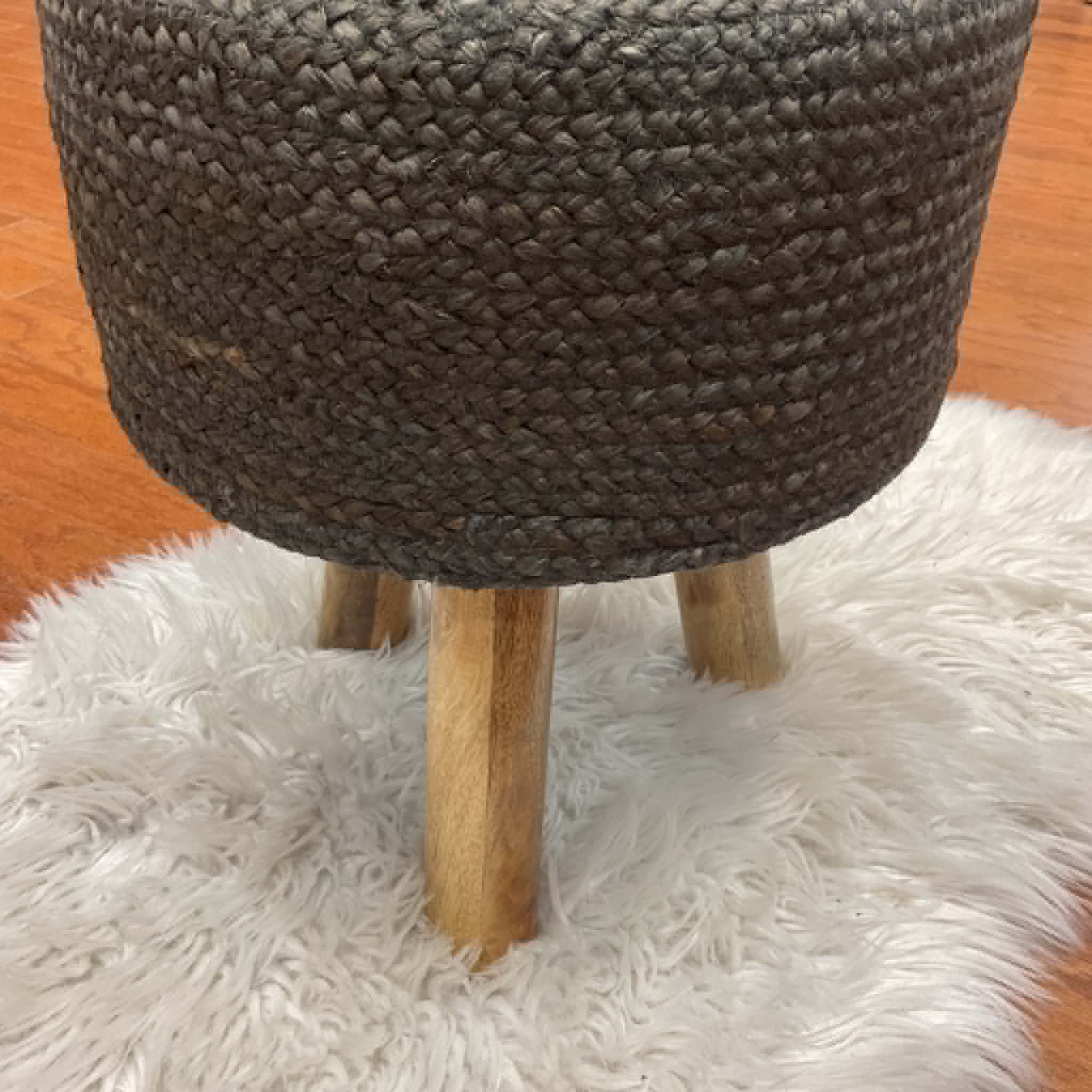 Indo Upholstered Round Footstool (14" x 14" x 17") - Image 5