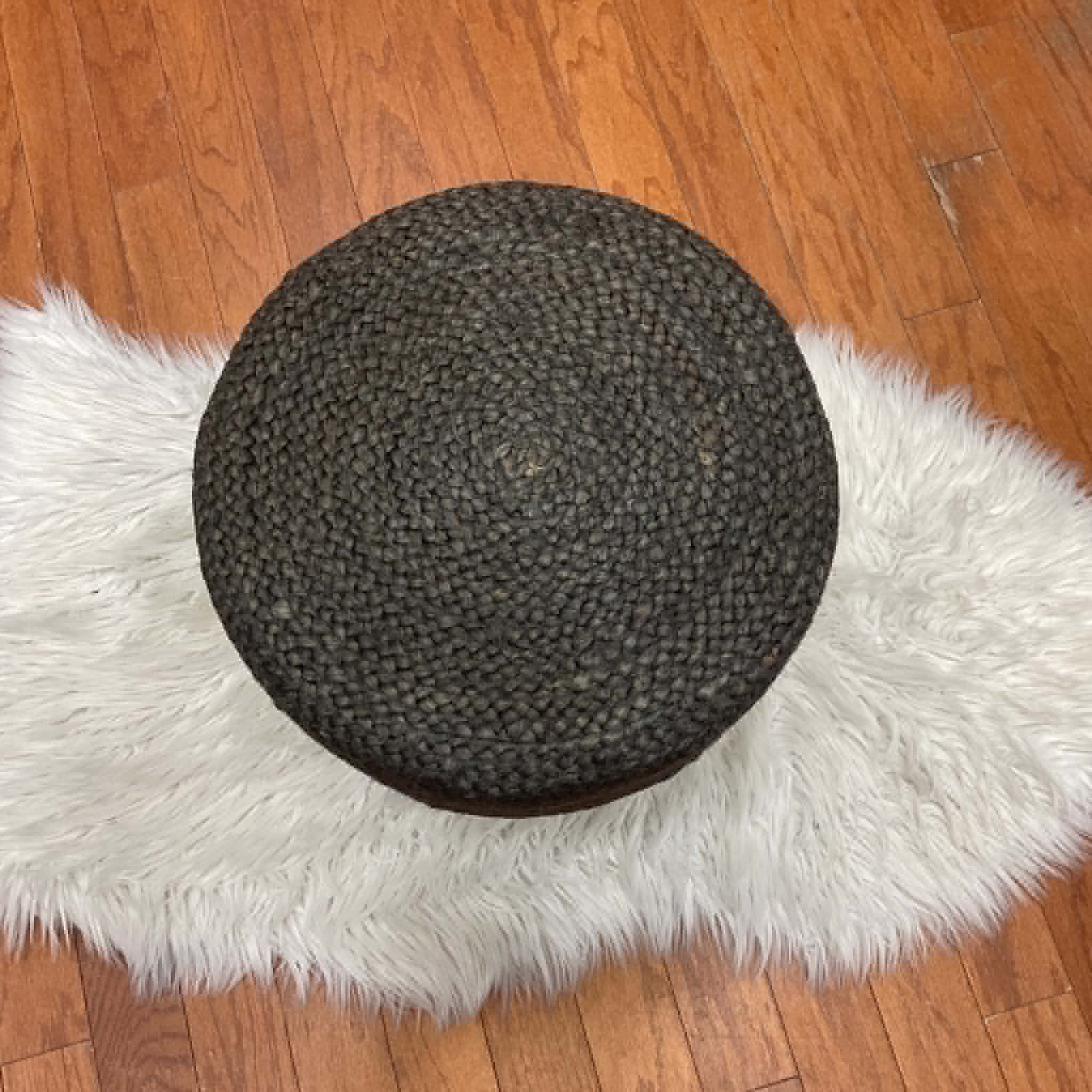 Indo Upholstered Round Footstool (14" x 14" x 17") - Image 3
